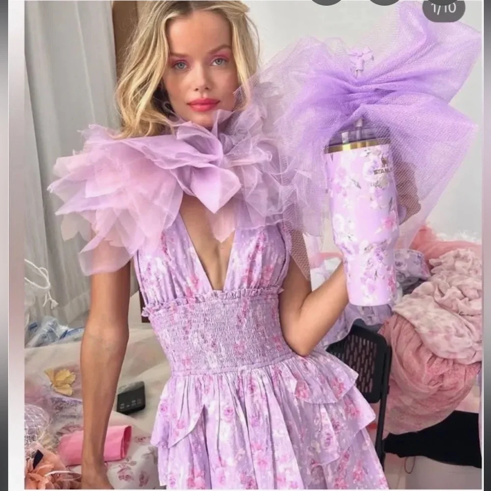 NWT- In the Box Unopened Stanley x LoveShackFancy Purple Floral 40oz Tumbler - Picture 2 of 3